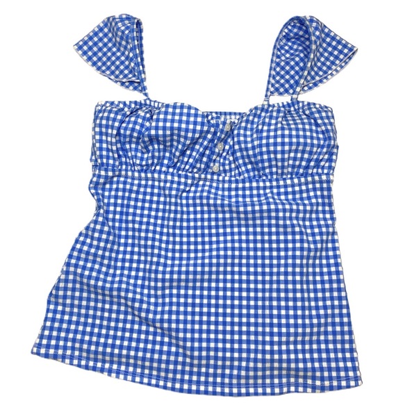 Nanette Lepore Blue Capri Gingham Pin Up Tankini - Picture 2 of 13